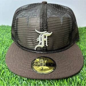 59Fifty New Era Fear of God Mesh Hat Fitted Cap Men Size 7 1/2 Brown